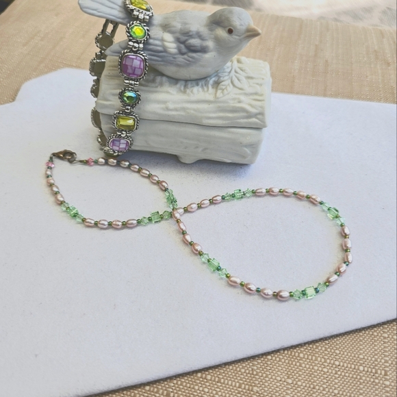 SET! 925 Pearl & Glass Bead Choker with Lia Sophia Granada Bracelet SET! - Picture 7 of 13